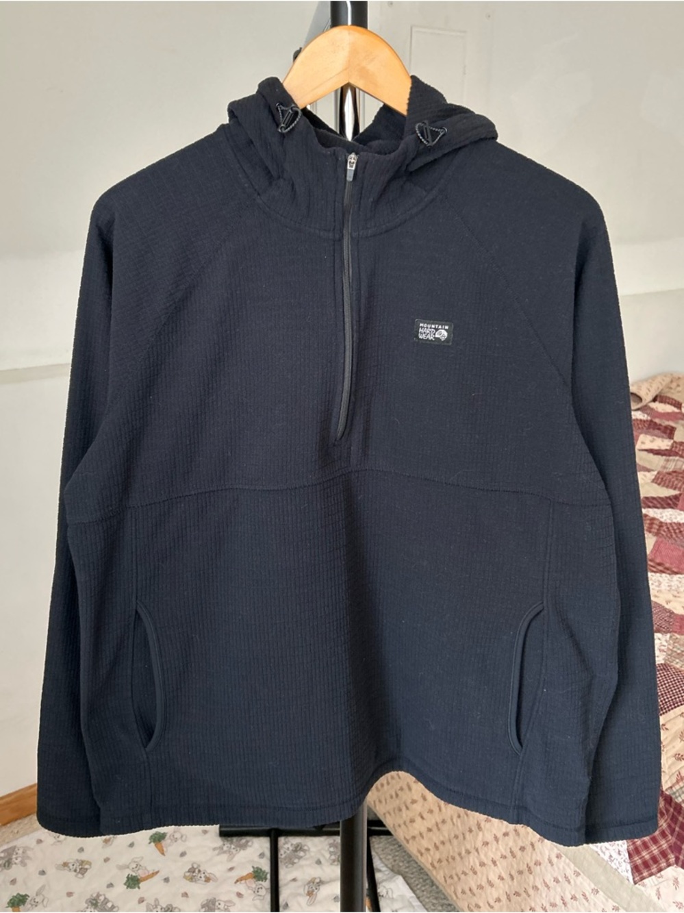 Mountain Hardwear Summit Waffle Micro Grid Fleece Hoodie Jacket Black Large